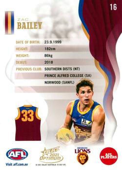 2021 Select Optimum #16 Zac Bailey Back